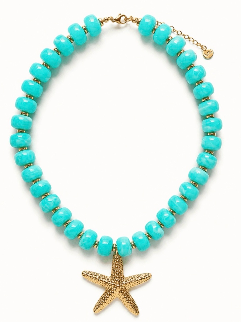New MAYAMAE Turquoise resin Beaded Starfish Pendant Necklace